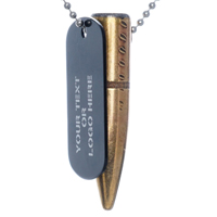 50 Cal BMG Projectile Necklace w/Dog Tag